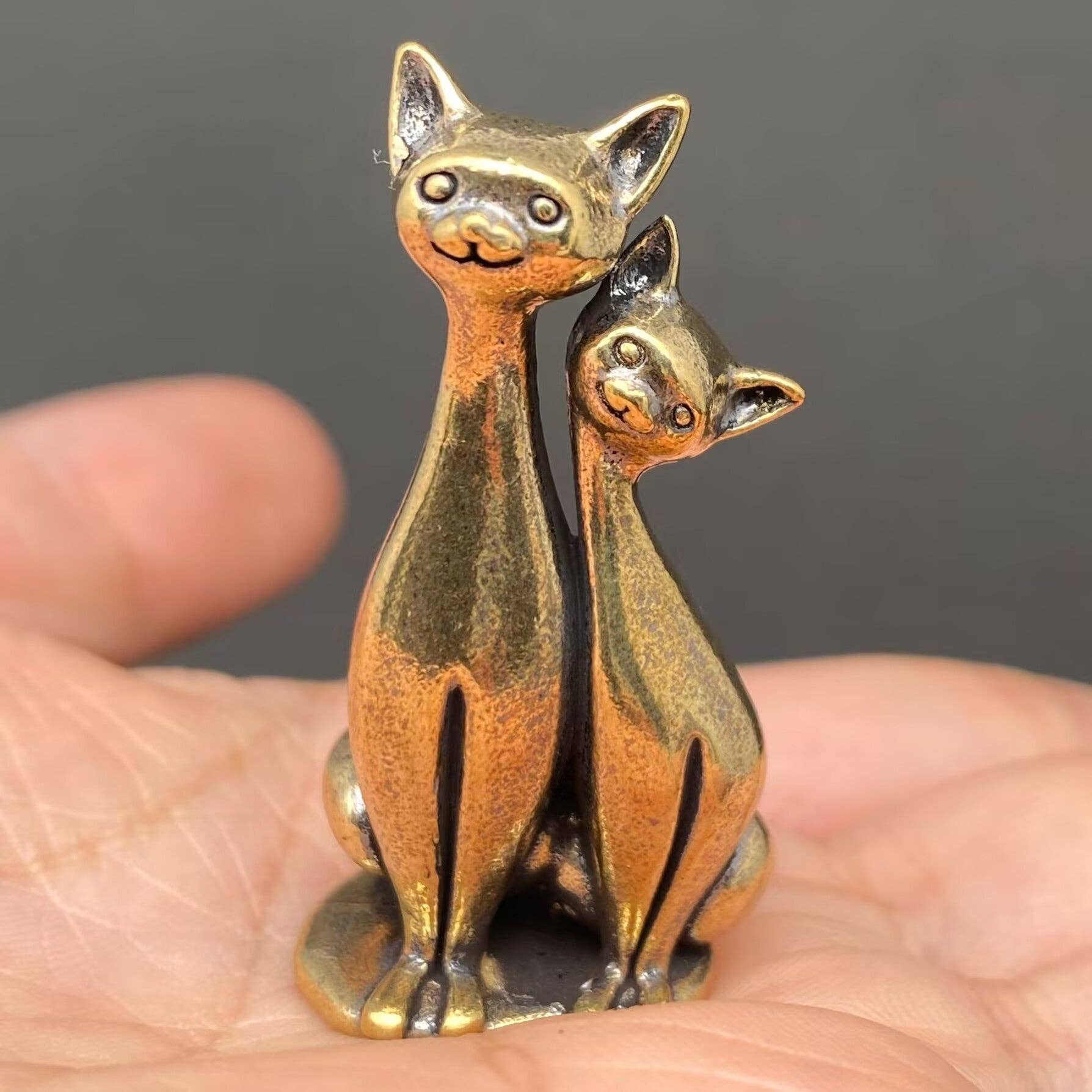 Couple Cats | Brass Figurine - Spiral Circle