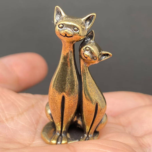 Couple Cats | Brass Figurine - Spiral Circle
