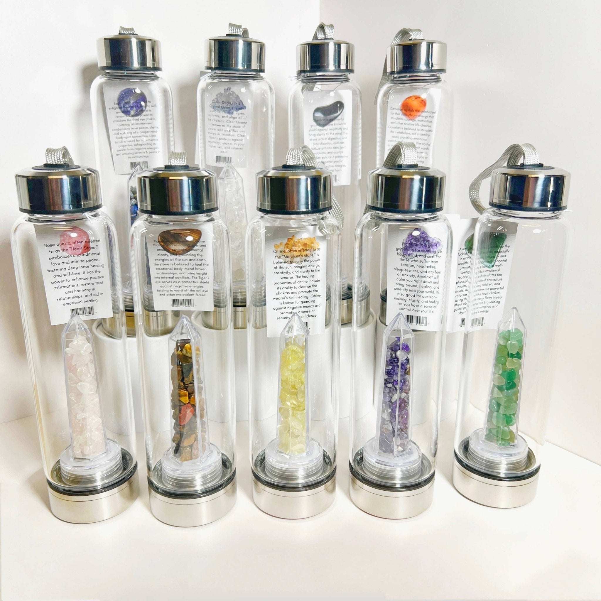 Crystal Infused Healing Water Bottle - 9 Pcs - Spiral Circle