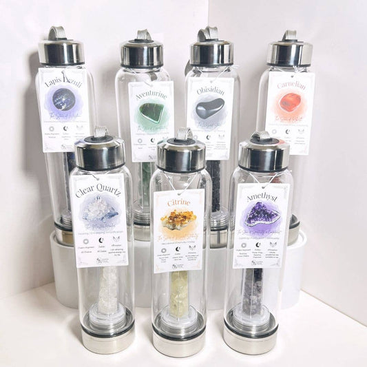 Crystal Infused Healing Water Bottle - 9 Pcs - Spiral Circle