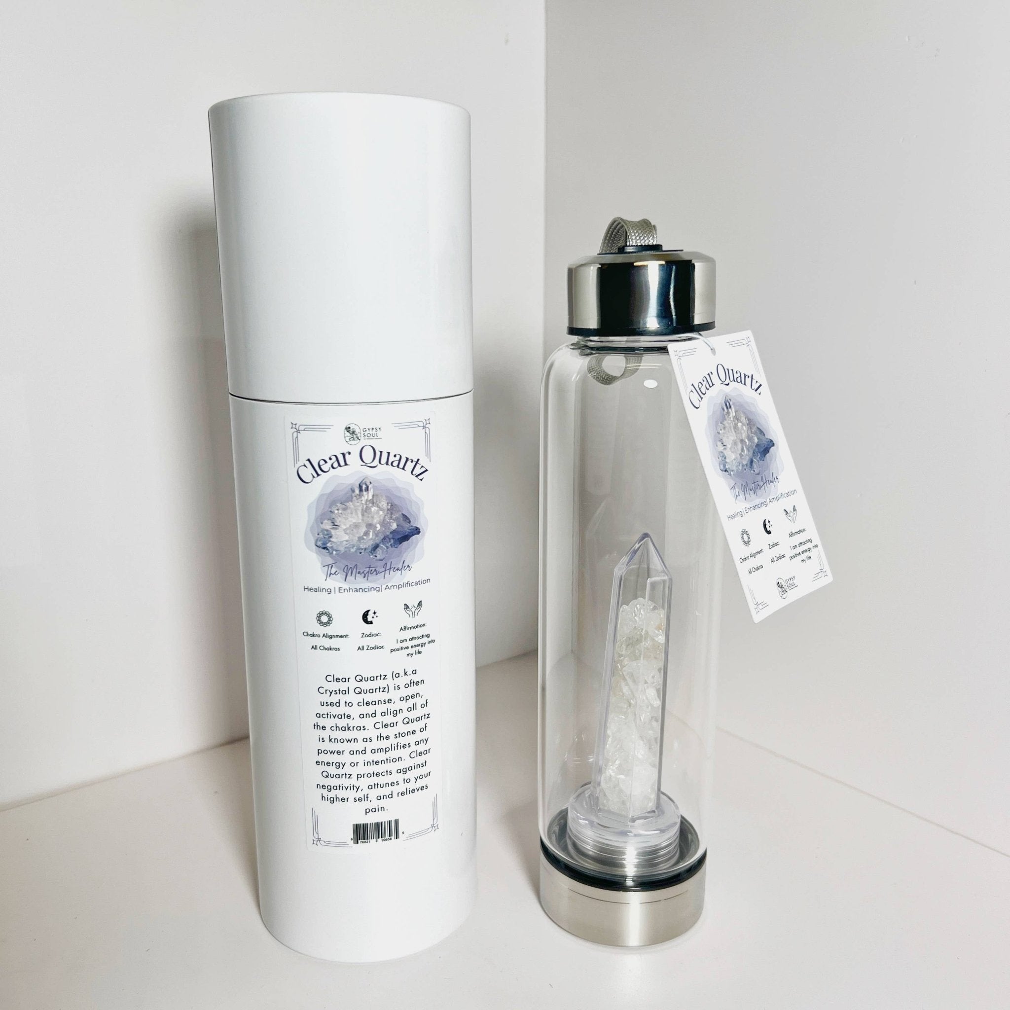 Crystal Infused Healing Water Bottle - 9 Pcs - Spiral Circle