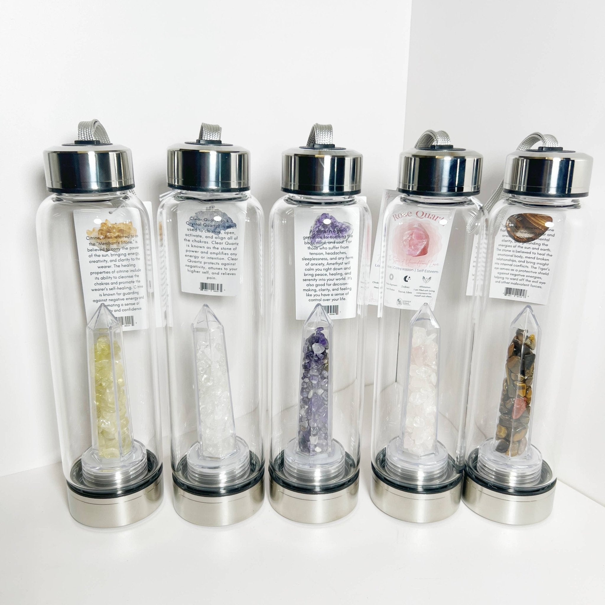 Crystal Infused Healing Water Bottle - 9 Pcs - Spiral Circle