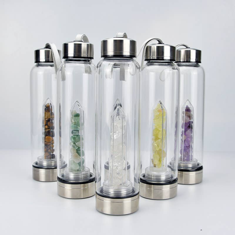Crystal Infused Healing Water Bottle - 9 Pcs - Spiral Circle