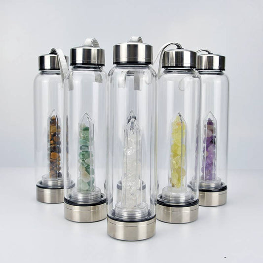 Crystal Infused Healing Water Bottle - 9 Pcs - Spiral Circle
