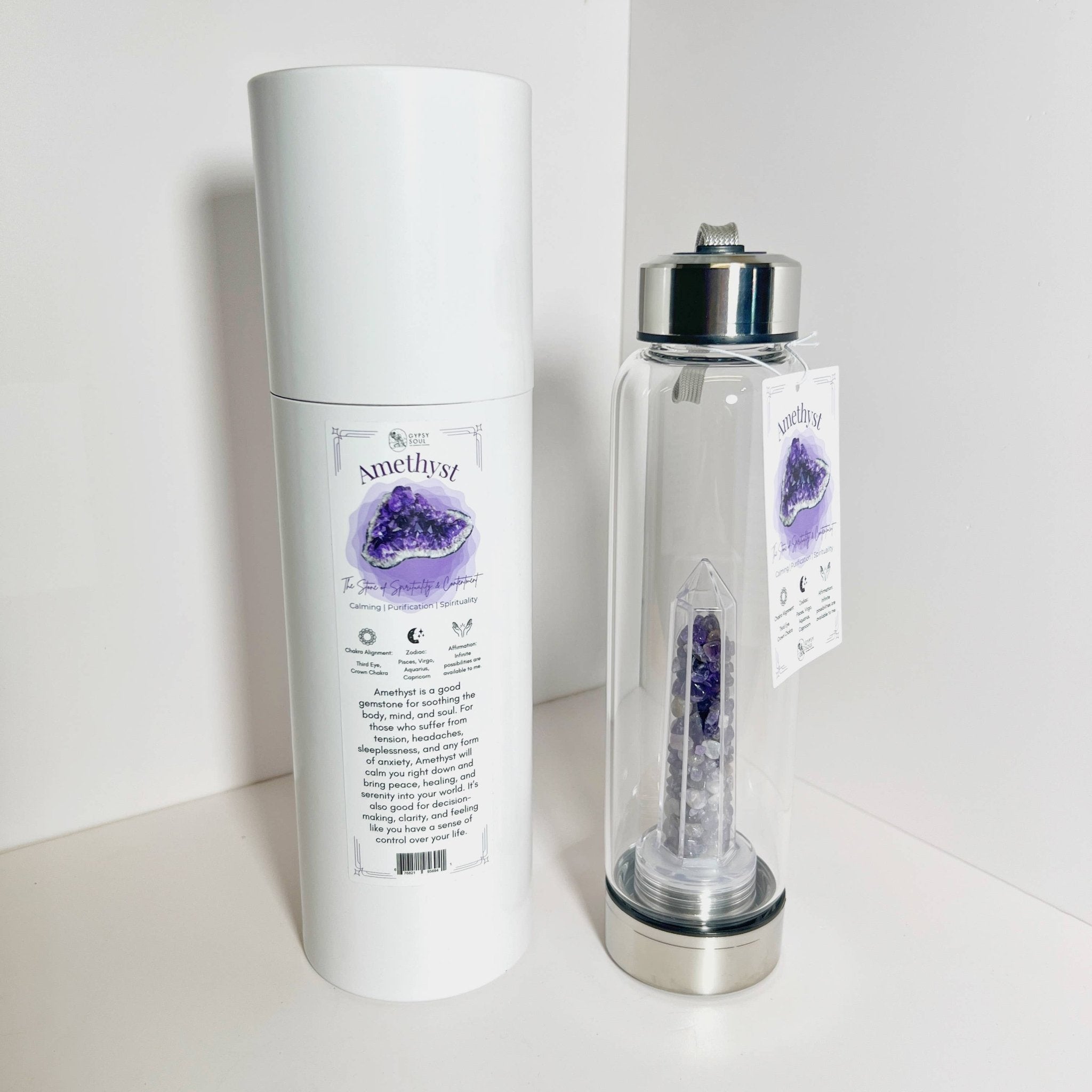 Crystal Infused Healing Water Bottle - 9 Pcs - Spiral Circle
