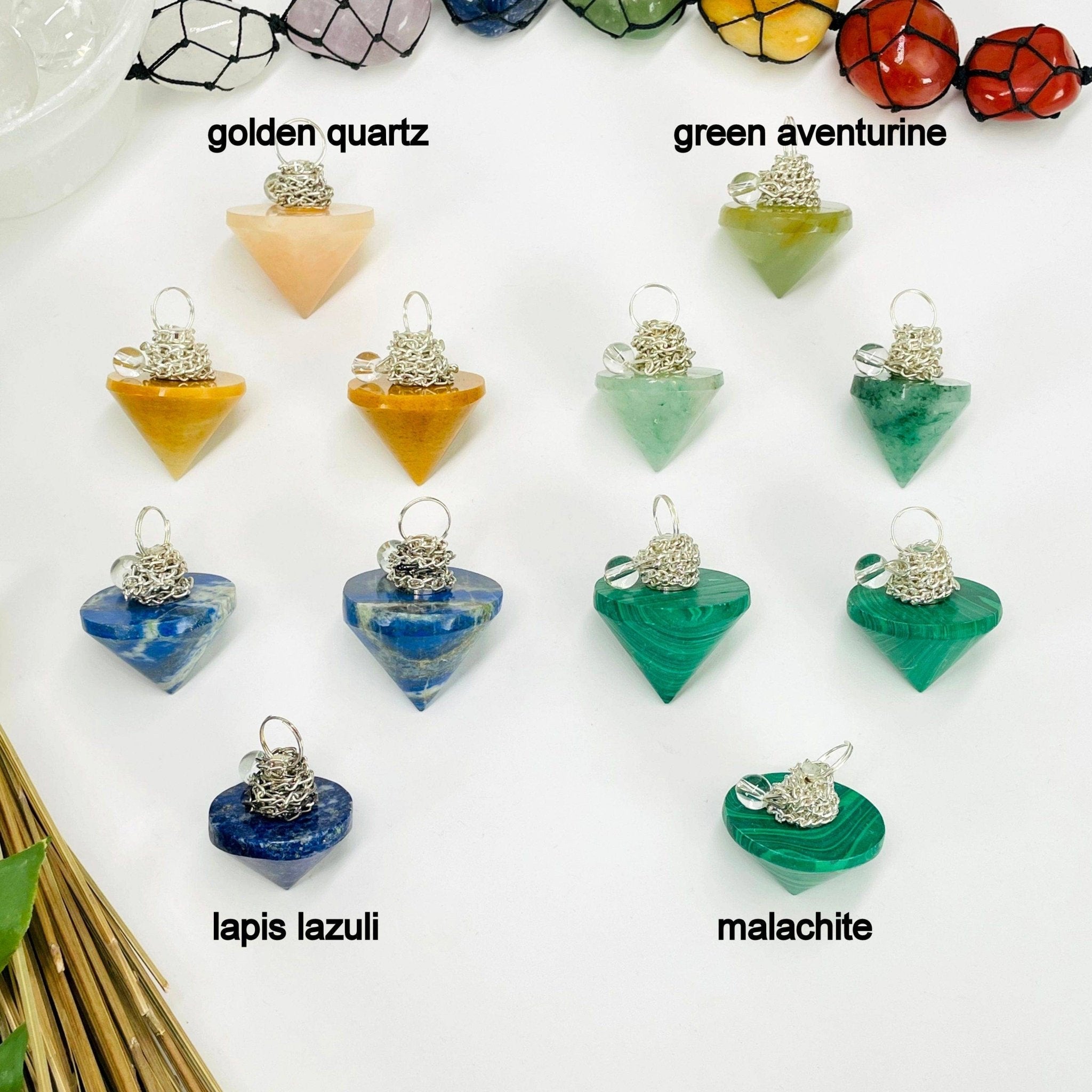 Crystal Pendulum with Silver Plated Bail and Chain - Spiral Circle
