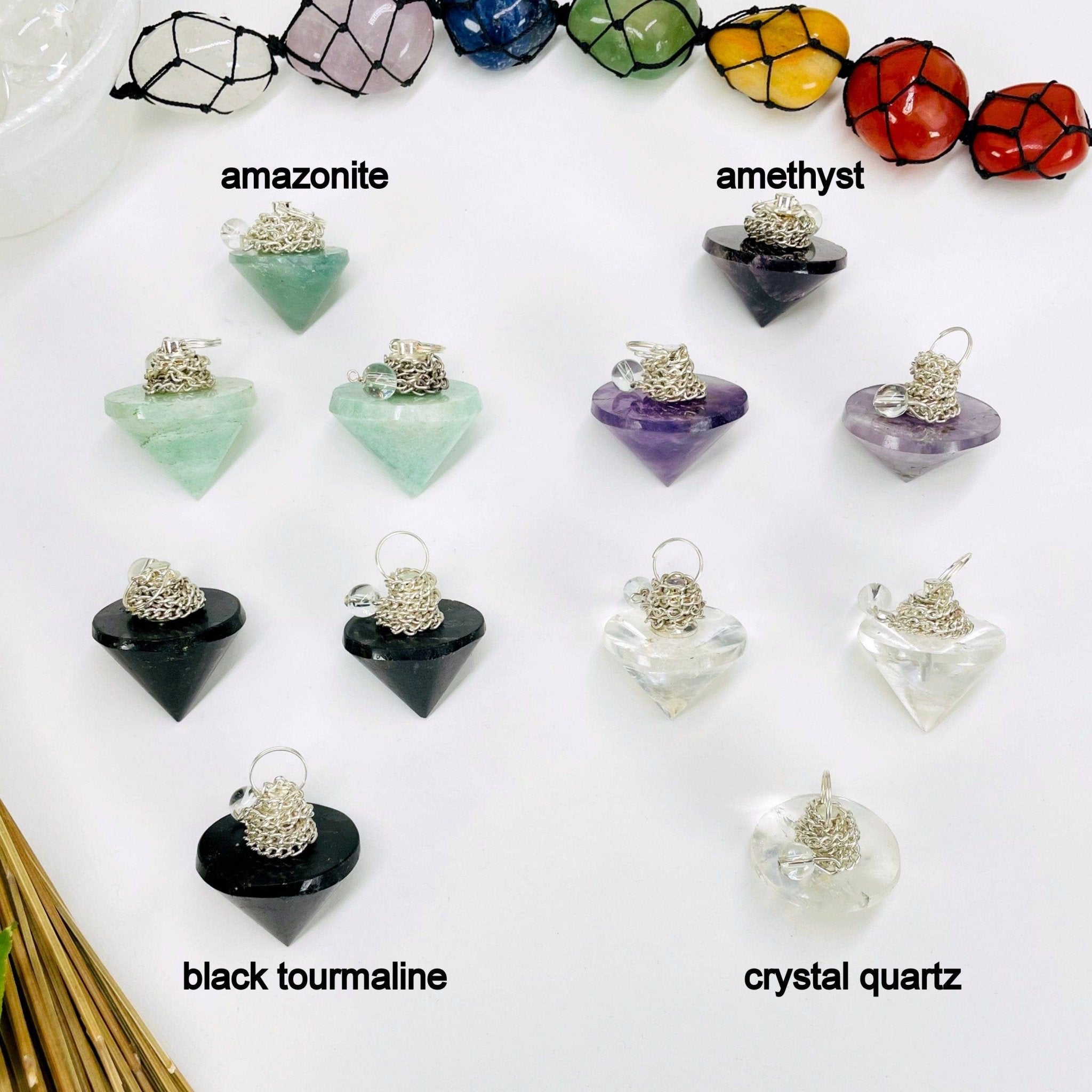 Crystal Pendulum with Silver Plated Bail and Chain - Spiral Circle