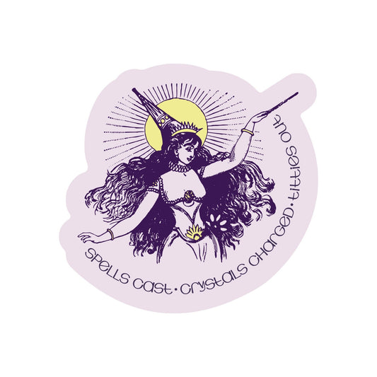 Crystal Plant Witch Sticker - Spiral Circle