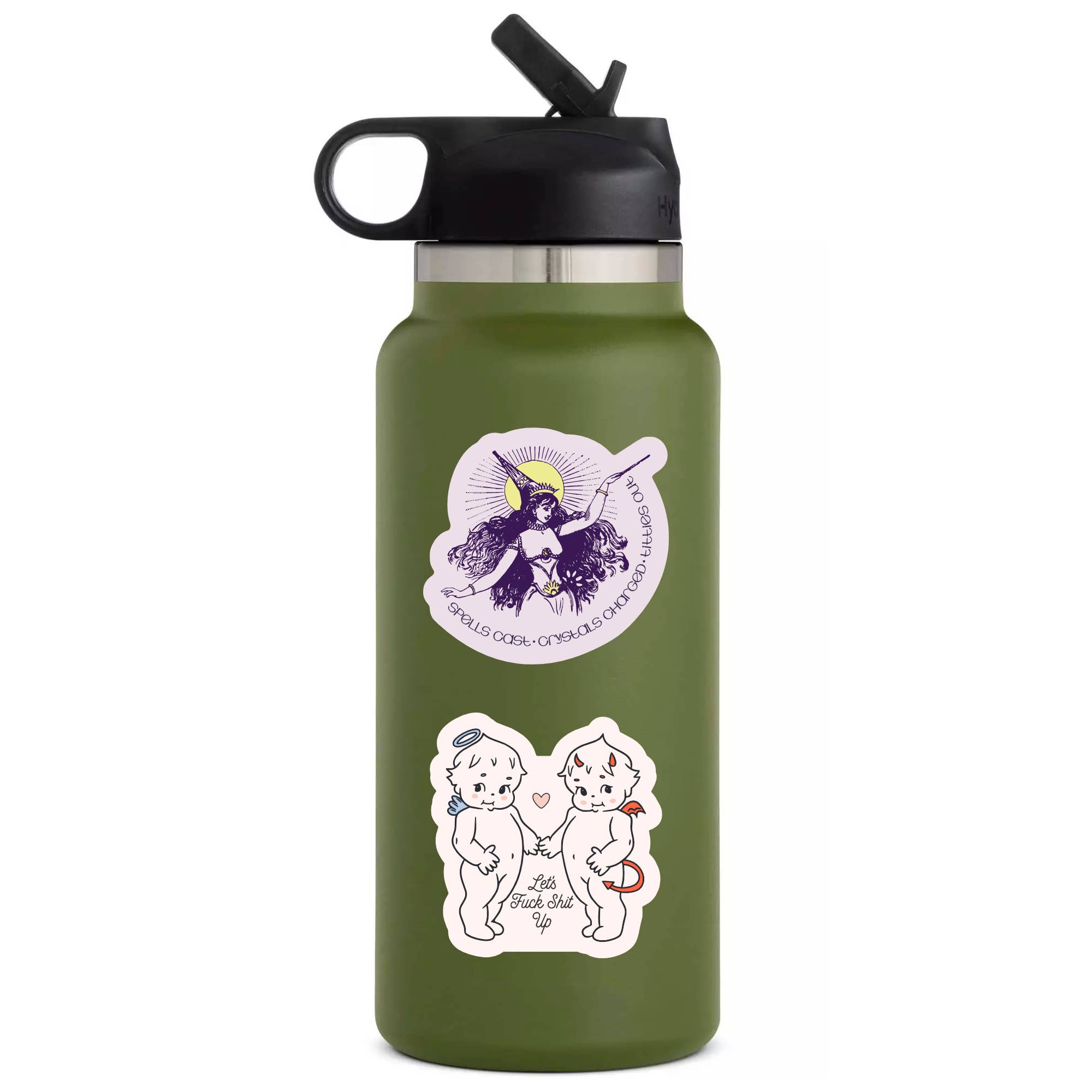 Crystal Plant Witch Sticker - Spiral Circle