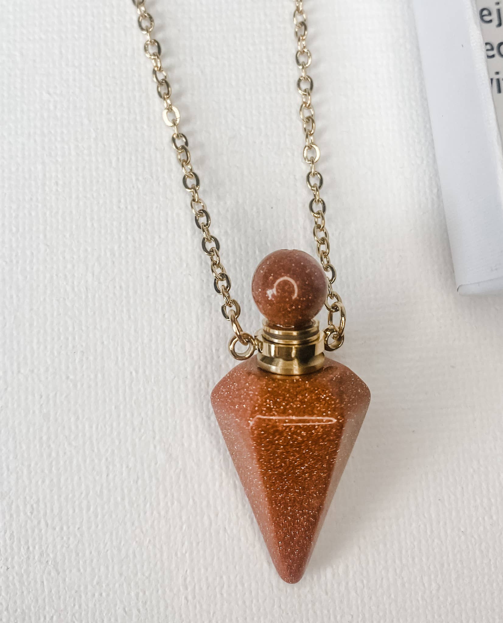 Crystal Quartz Pendulum Urn Perfume Bottle Necklace - Spiral Circle