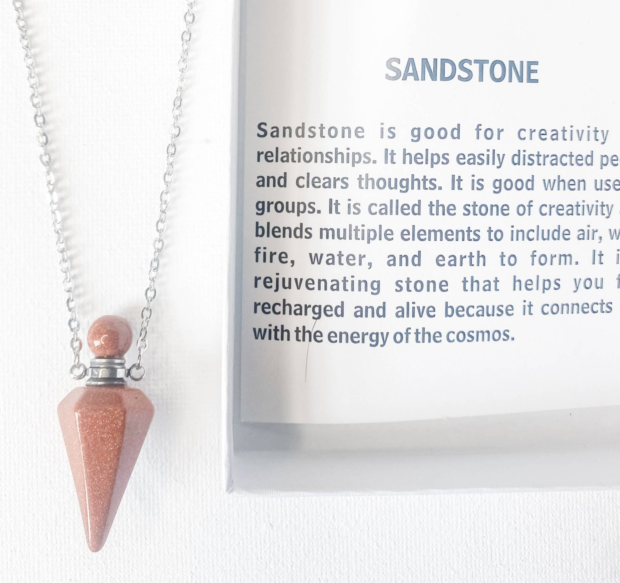 Crystal Quartz Pendulum Urn Perfume Bottle Necklace - Spiral Circle