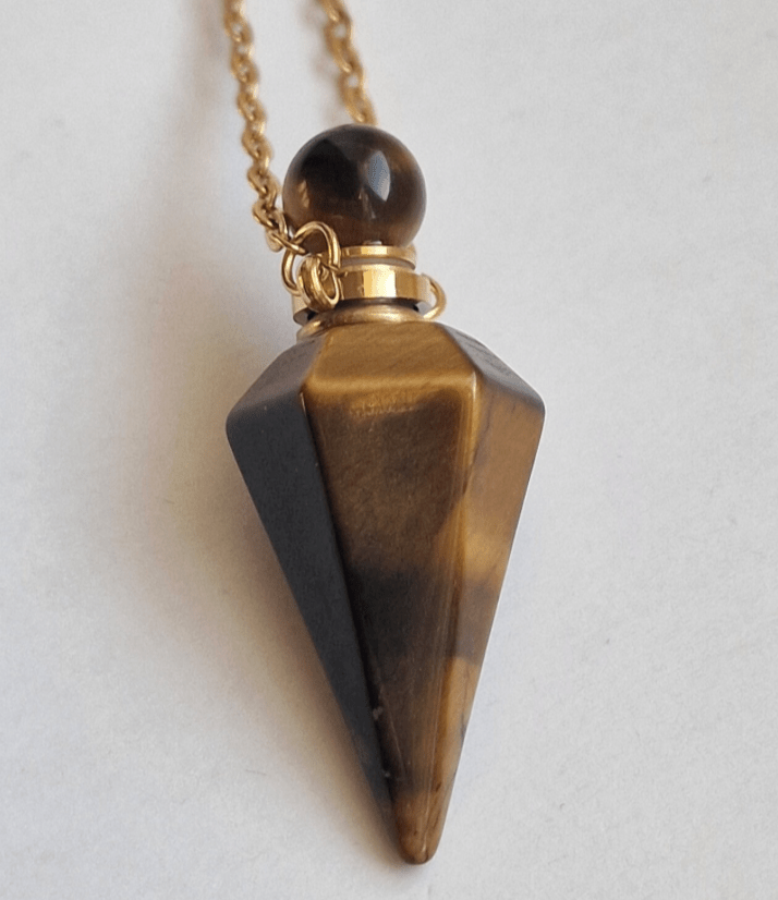 Crystal Quartz Pendulum Urn Perfume Bottle Necklace - Spiral Circle