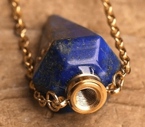 Crystal Quartz Pendulum Urn Perfume Bottle Necklace - Spiral Circle