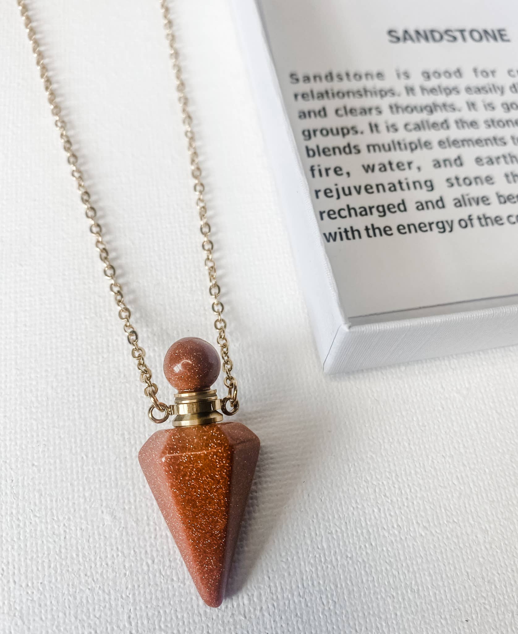 Crystal Quartz Pendulum Urn Perfume Bottle Necklace - Spiral Circle