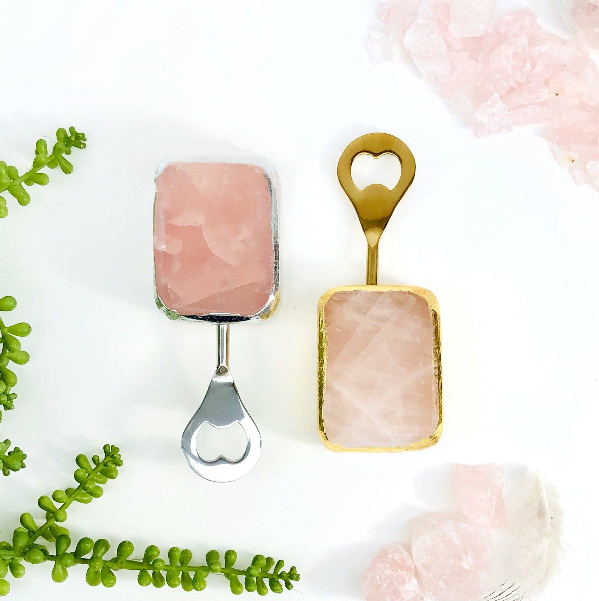 Crystal Rose Quartz Bottle Openers - Spiral Circle