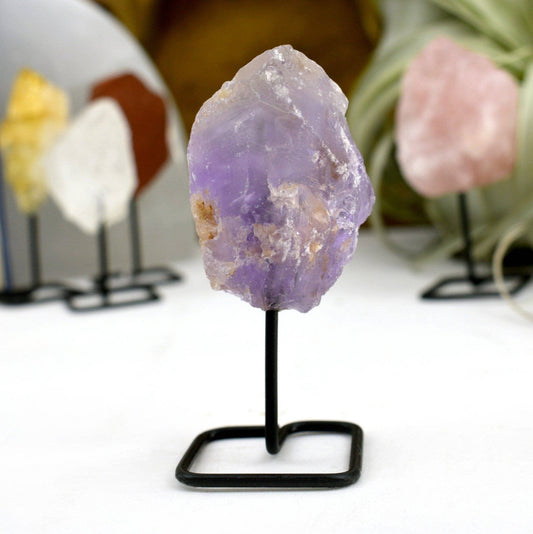 Crystal Rough Stone on Metal Stand - Spiral Circle