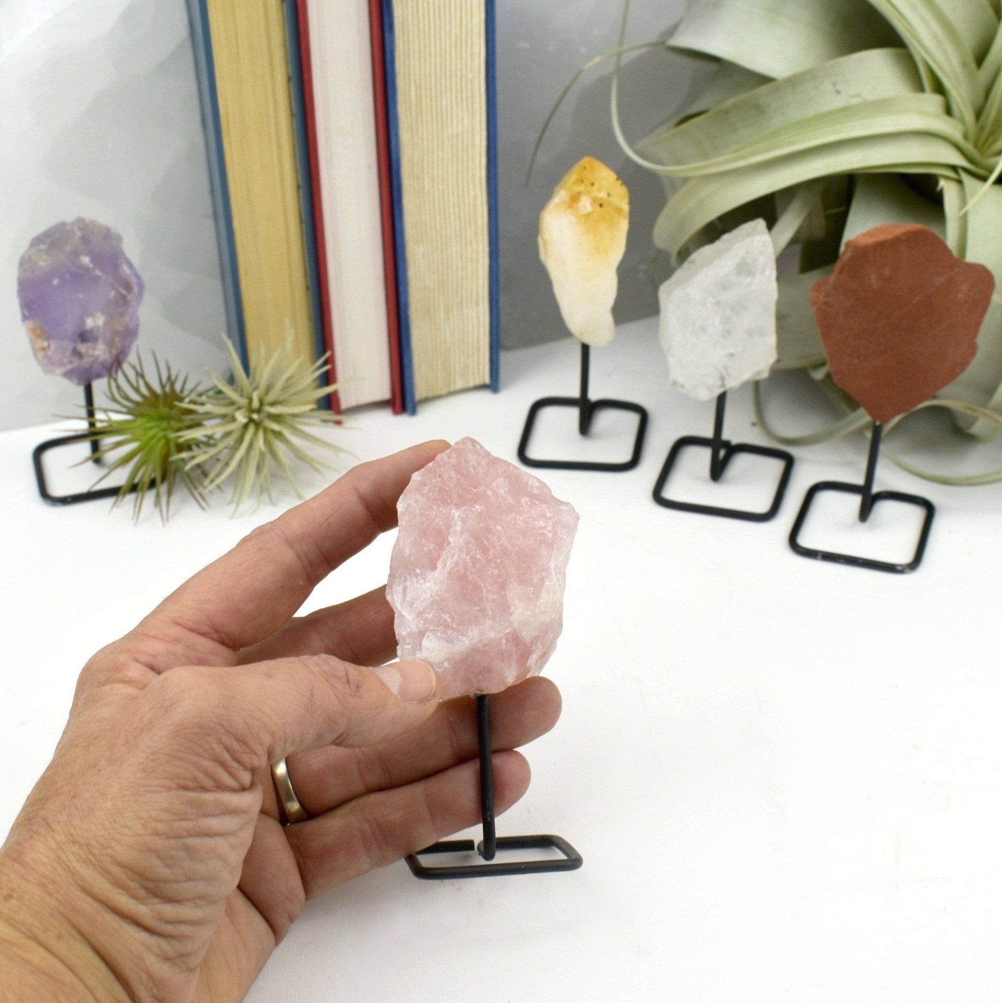 Crystal Rough Stone on Metal Stand - Spiral Circle