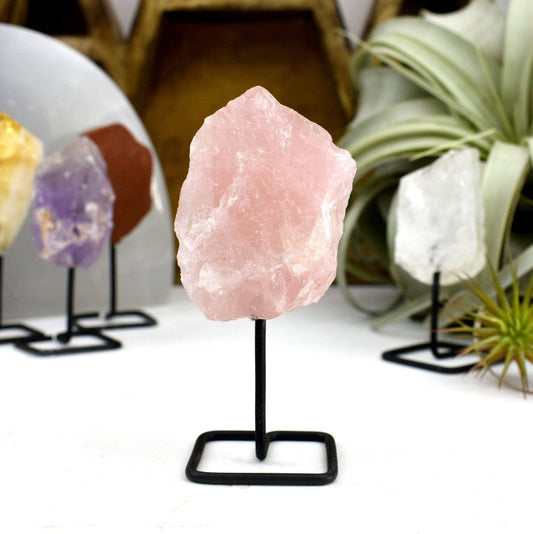 Crystal Rough Stone on Metal Stand - Spiral Circle