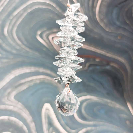 Crystal Suncatcher / Rainbow Maker Octagon Stringer 18pc w/ Ball | Assorted - Spiral Circle