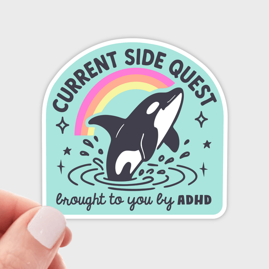 Current Side Quest Brought to You By ADHD Sticker - Spiral Circle