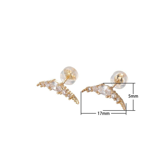 Curve Plate Earring with CZ Crystal Stone - Spiral Circle