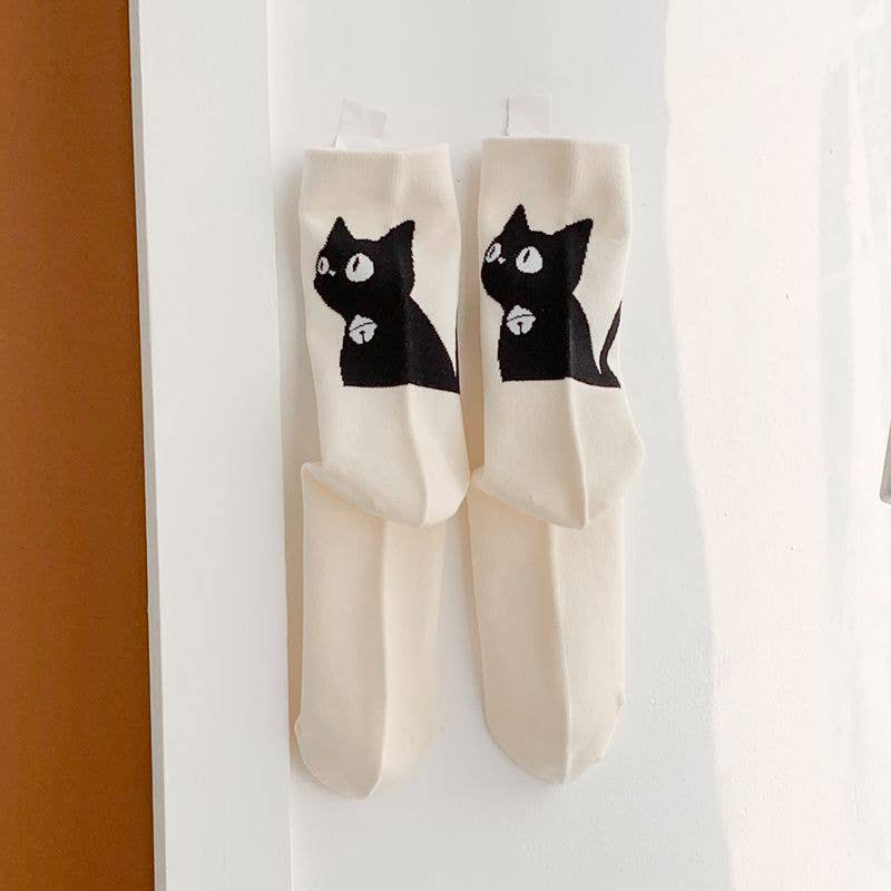 Cute Cat Expression Pattern Socks - Spiral Circle