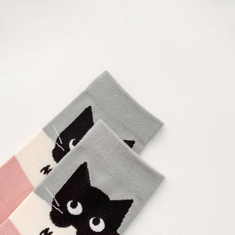 Cute Cat Expression Pattern Socks - Spiral Circle