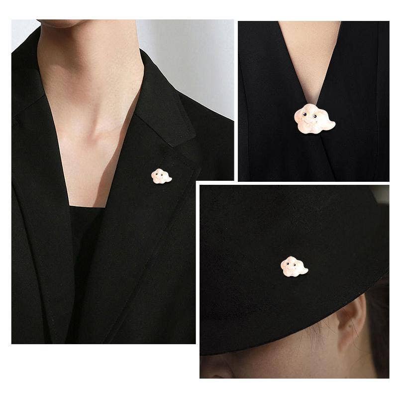 Cute smiling cloud brooch - Spiral Circle