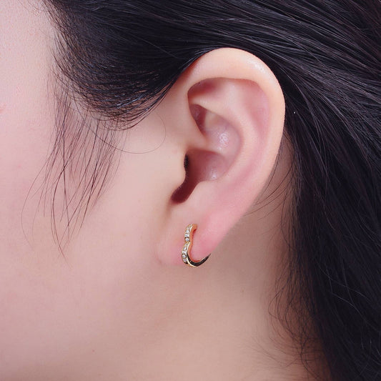 CZ Heart Huggie Earrings - Spiral Circle