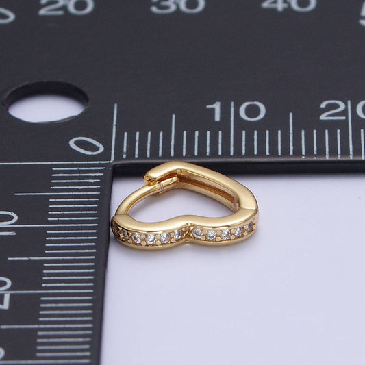 CZ Heart Huggie Earrings - Spiral Circle