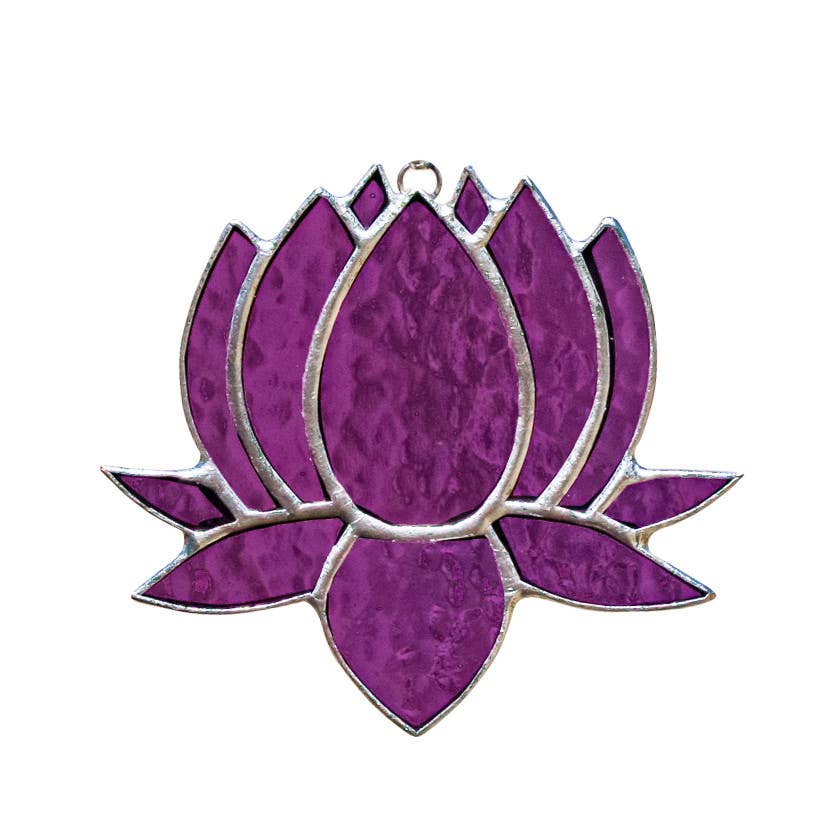 Small Lotus Stained Glass Suncatcher | 3" x 4"
