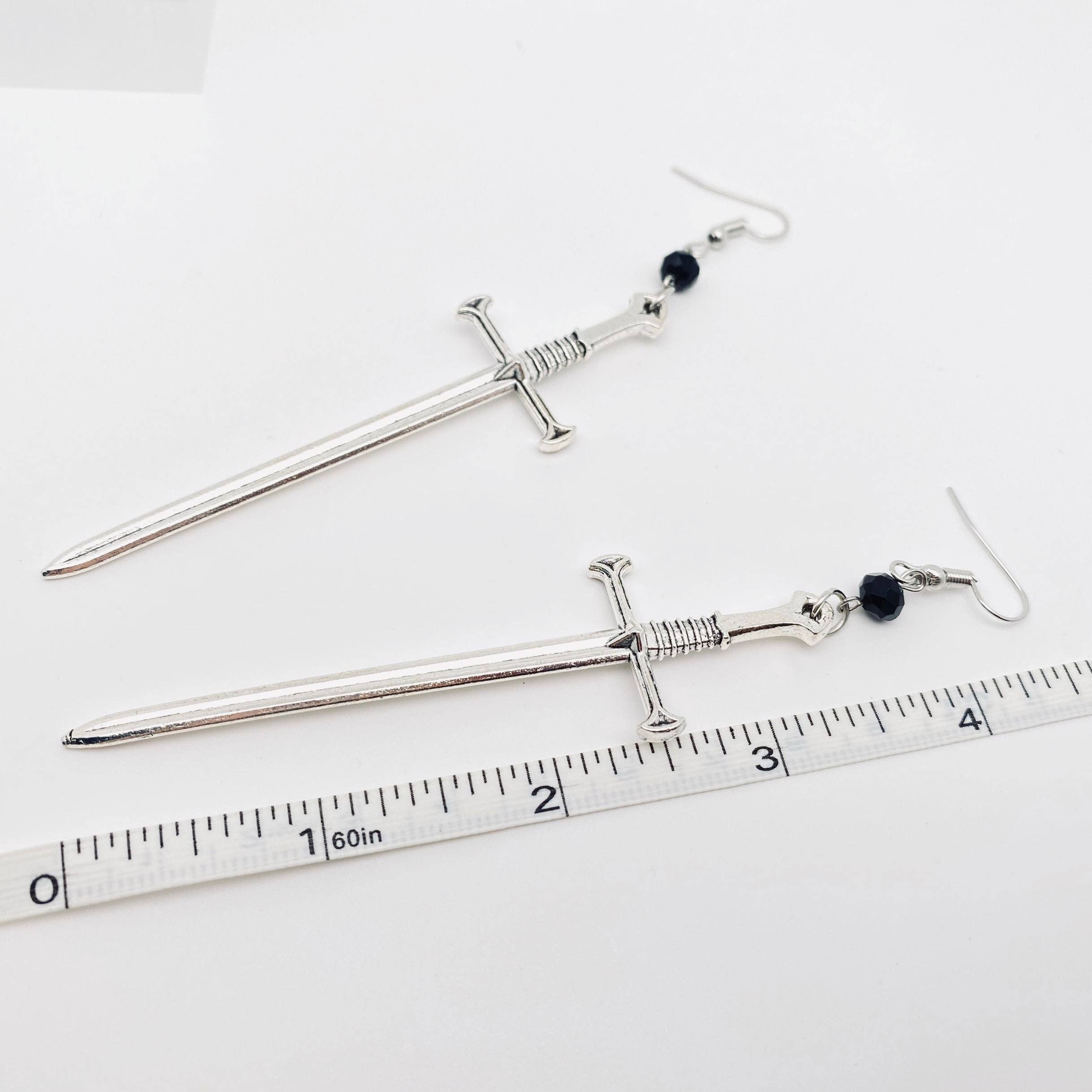 Creative Silver Sword Pendant Earrings