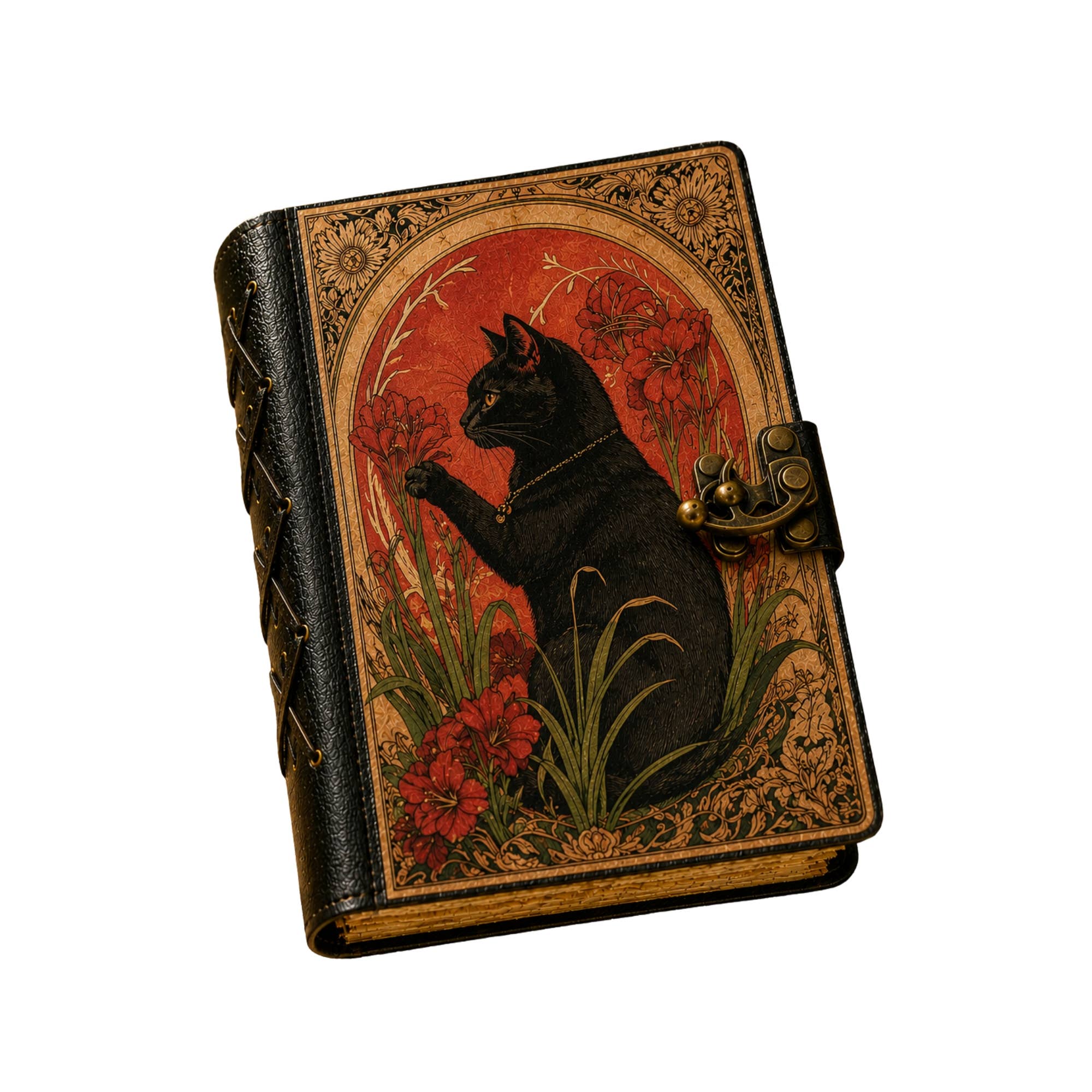 Cat Handmade Leather Tarot Journal for Spiritual Shops Book