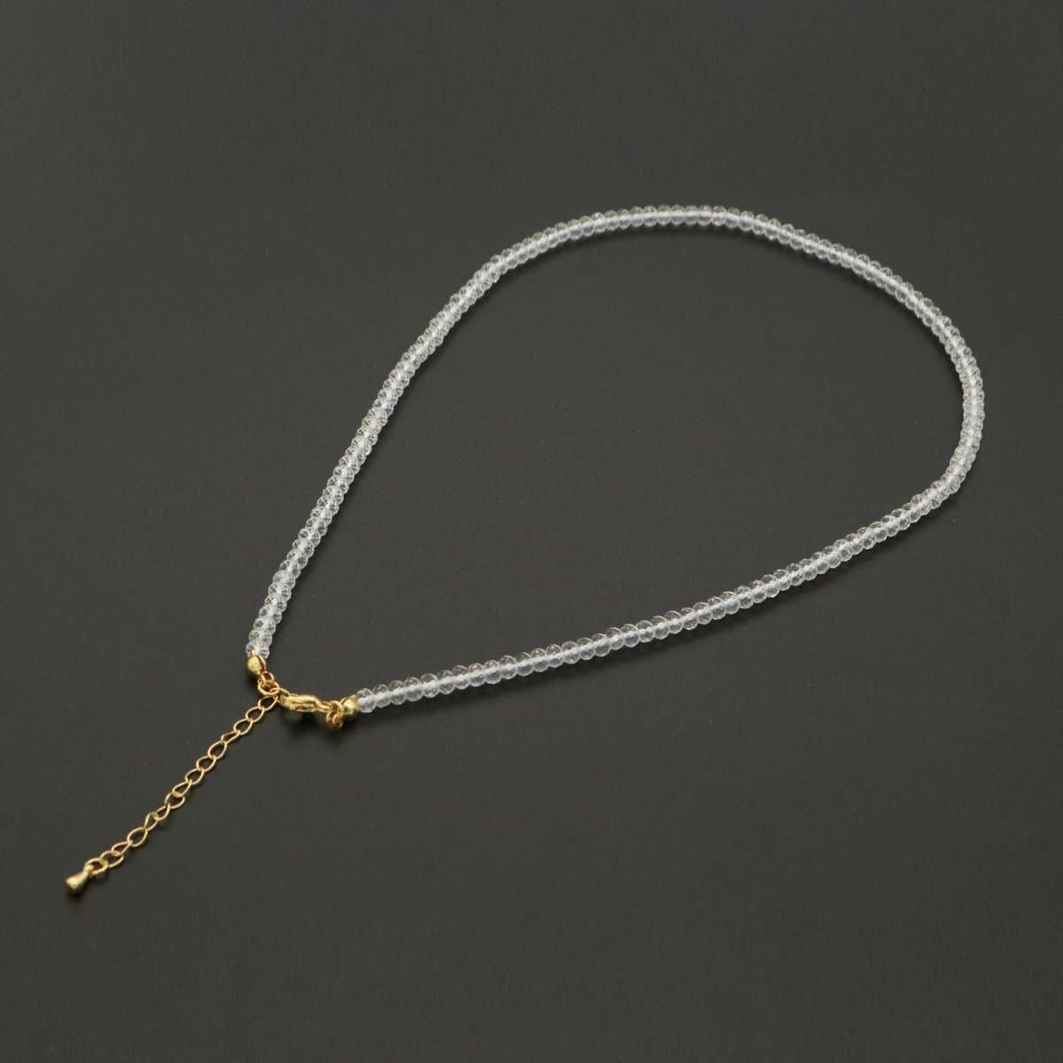 Dainty Clear Quartz Necklace gemstone minimalist Jewelry beaded Healing Stone Necklace | WA - 262 Clearance Pricing - Spiral Circle