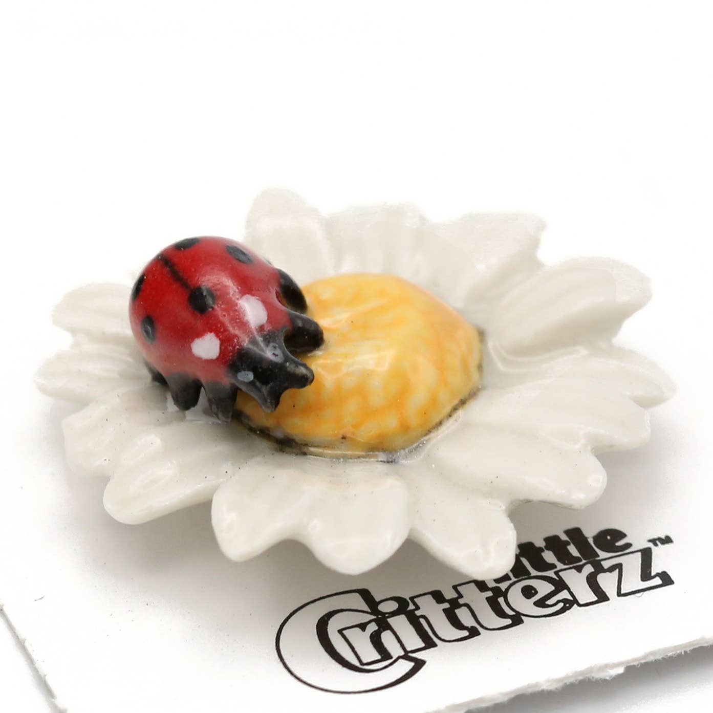 Daisy Ladybug On Flower Porcelain Miniature - Spiral Circle