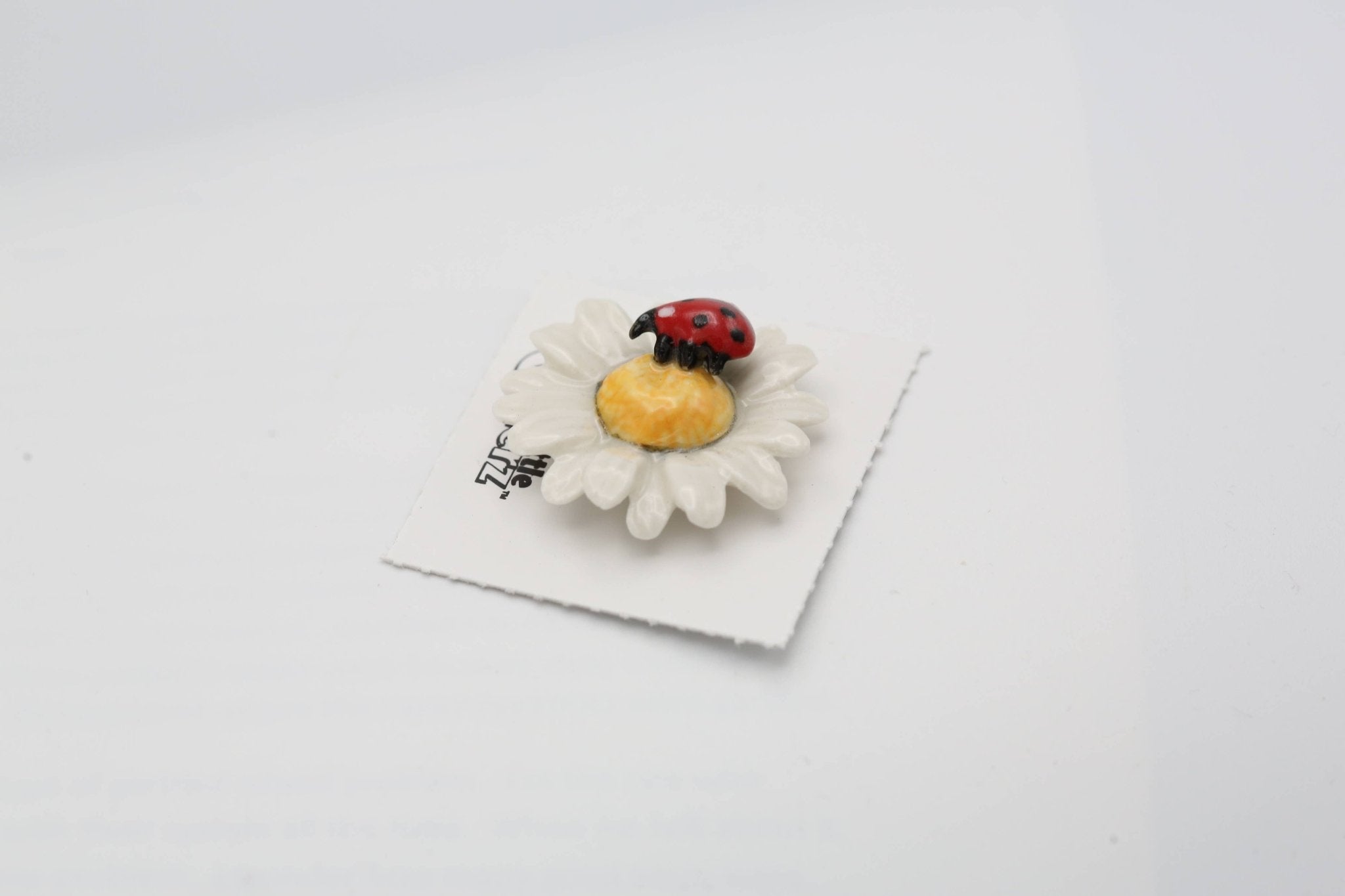 Daisy Ladybug On Flower Porcelain Miniature - Spiral Circle