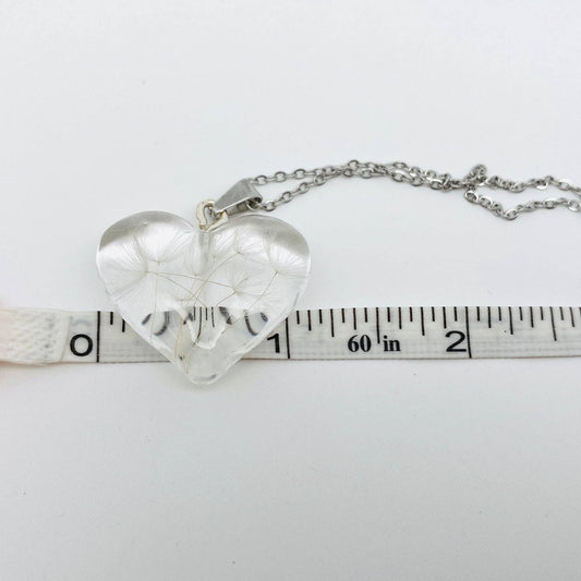 Dandelions Dried Plant Heart - shaped Charm Necklace - PDF - Spiral Circle