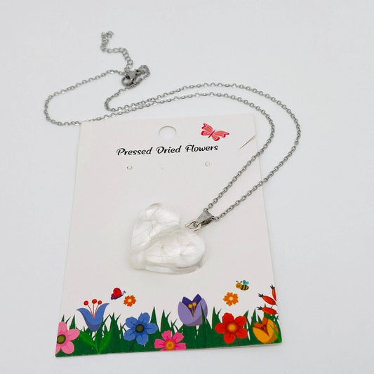 Dandelions Dried Plant Heart - shaped Charm Necklace - PDF - Spiral Circle