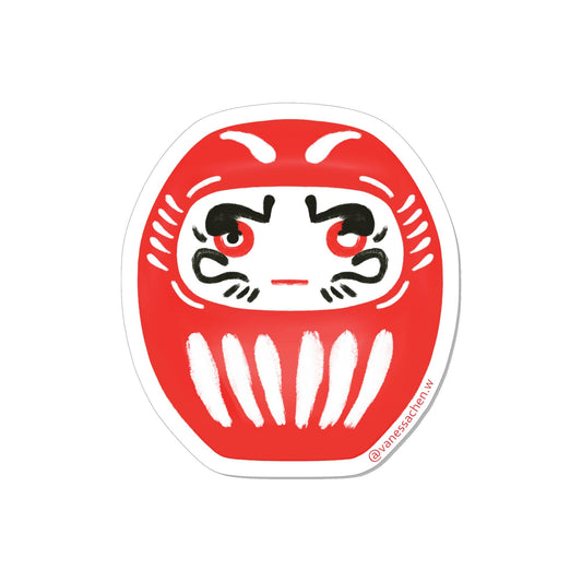 Daruma Sticker, Japanese Daruma Doll Vinyl Sticker - Spiral Circle