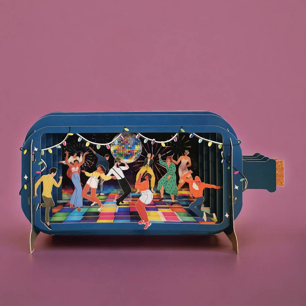 Disco Dance | Message in a Bottle Pop Up Card - Spiral Circle