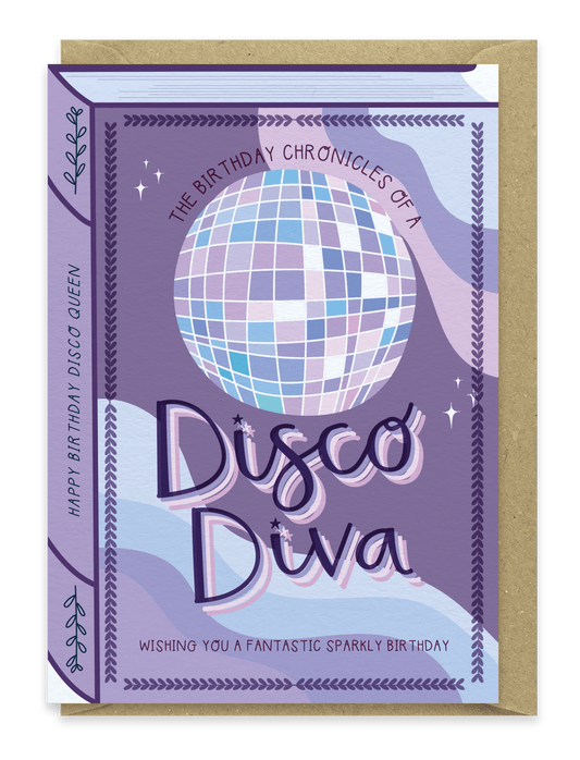 Disco Diva Disco Ball – Luxury Book Birthday Card - Spiral Circle