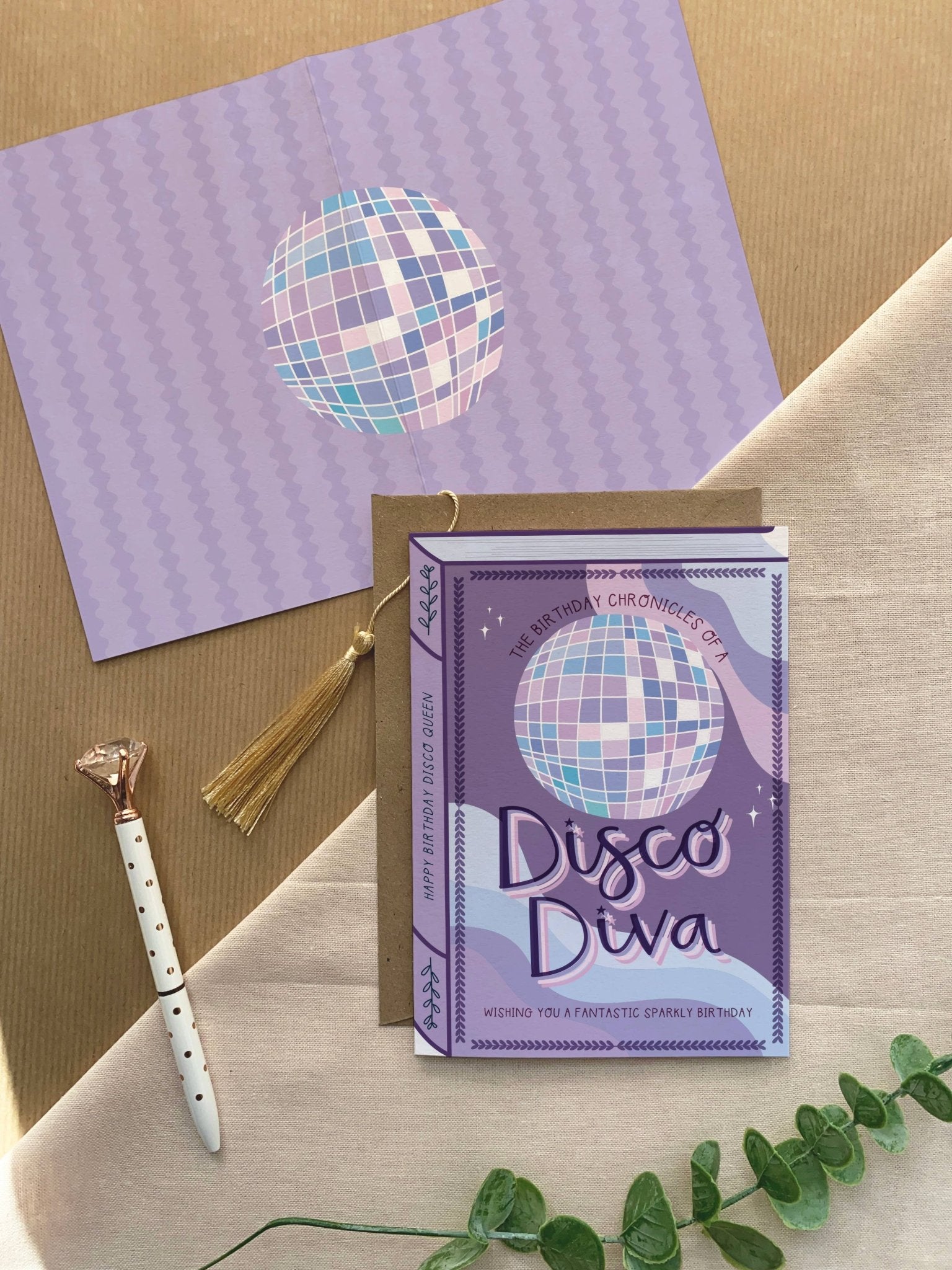 Disco Diva Disco Ball – Luxury Book Birthday Card - Spiral Circle