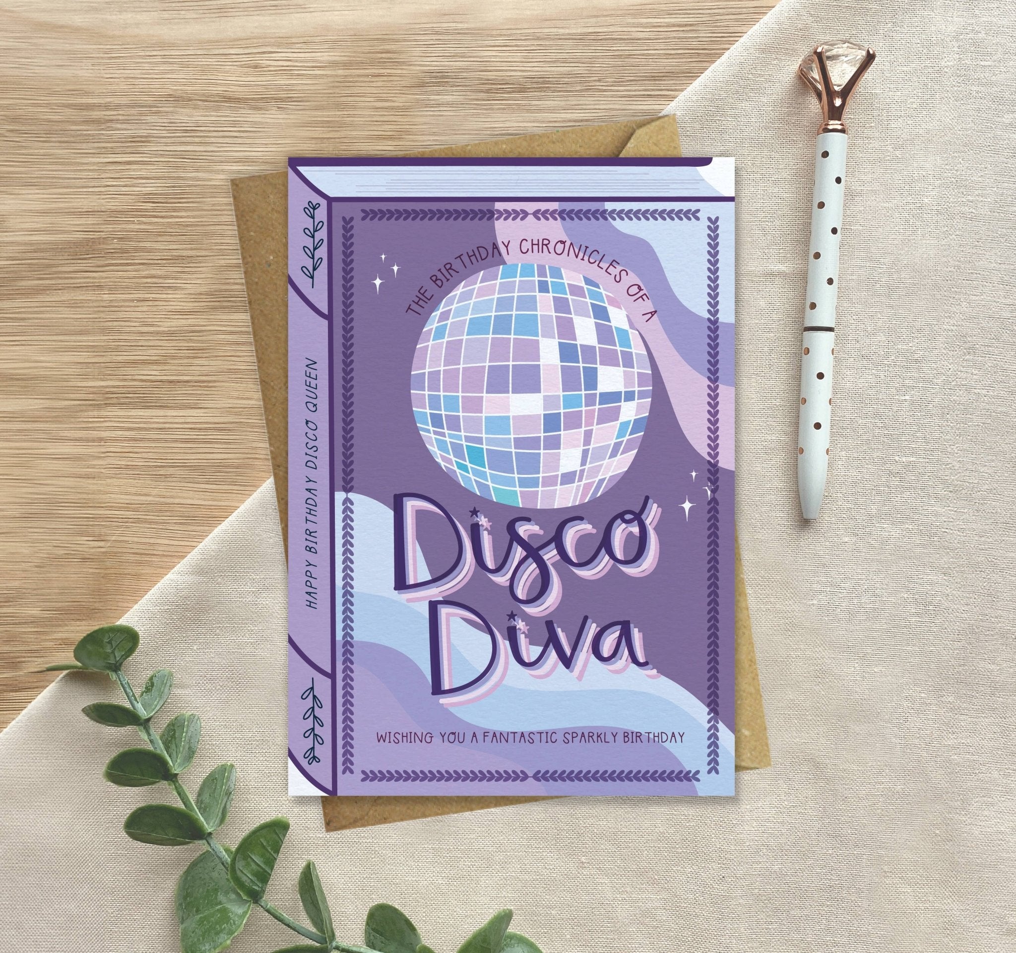 Disco Diva Disco Ball – Luxury Book Birthday Card - Spiral Circle
