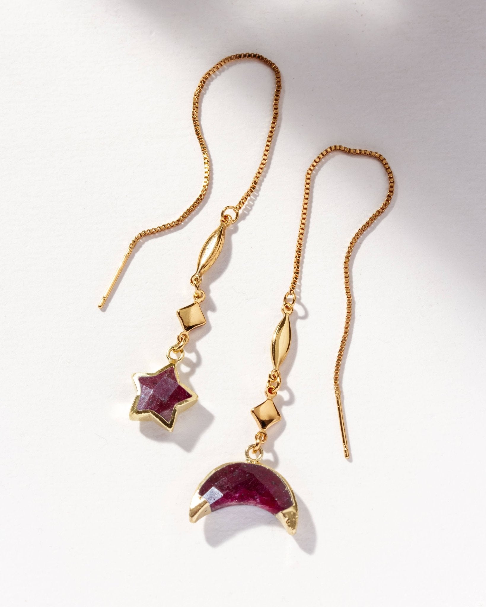 Dolce Cosmo Threader Earring - Ruby - Spiral Circle