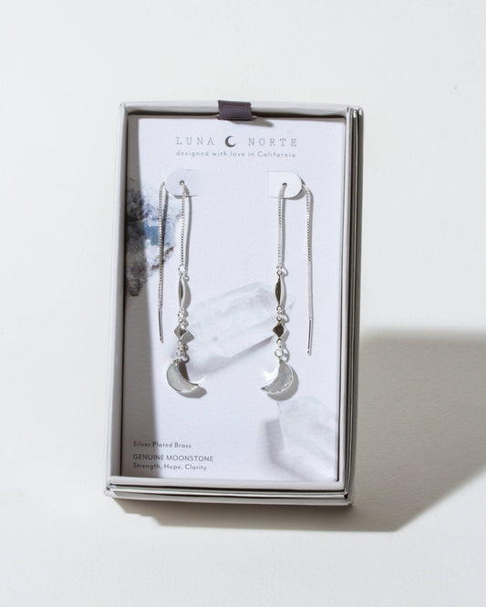 Dolce Luna Threader Earring | Silver - Spiral Circle