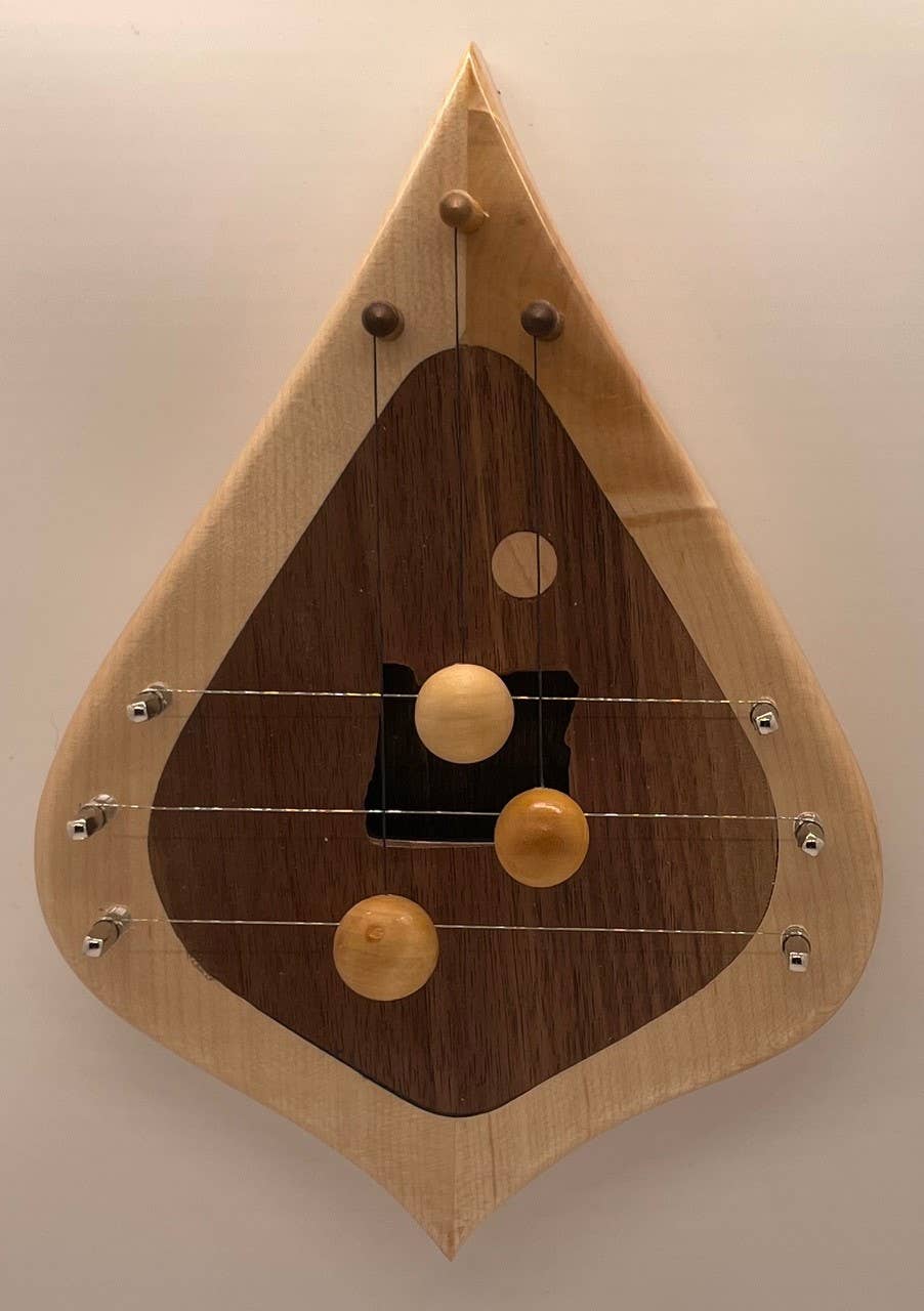 Door Harp - Cherry Border & Walnut Inlay - Spiral Circle