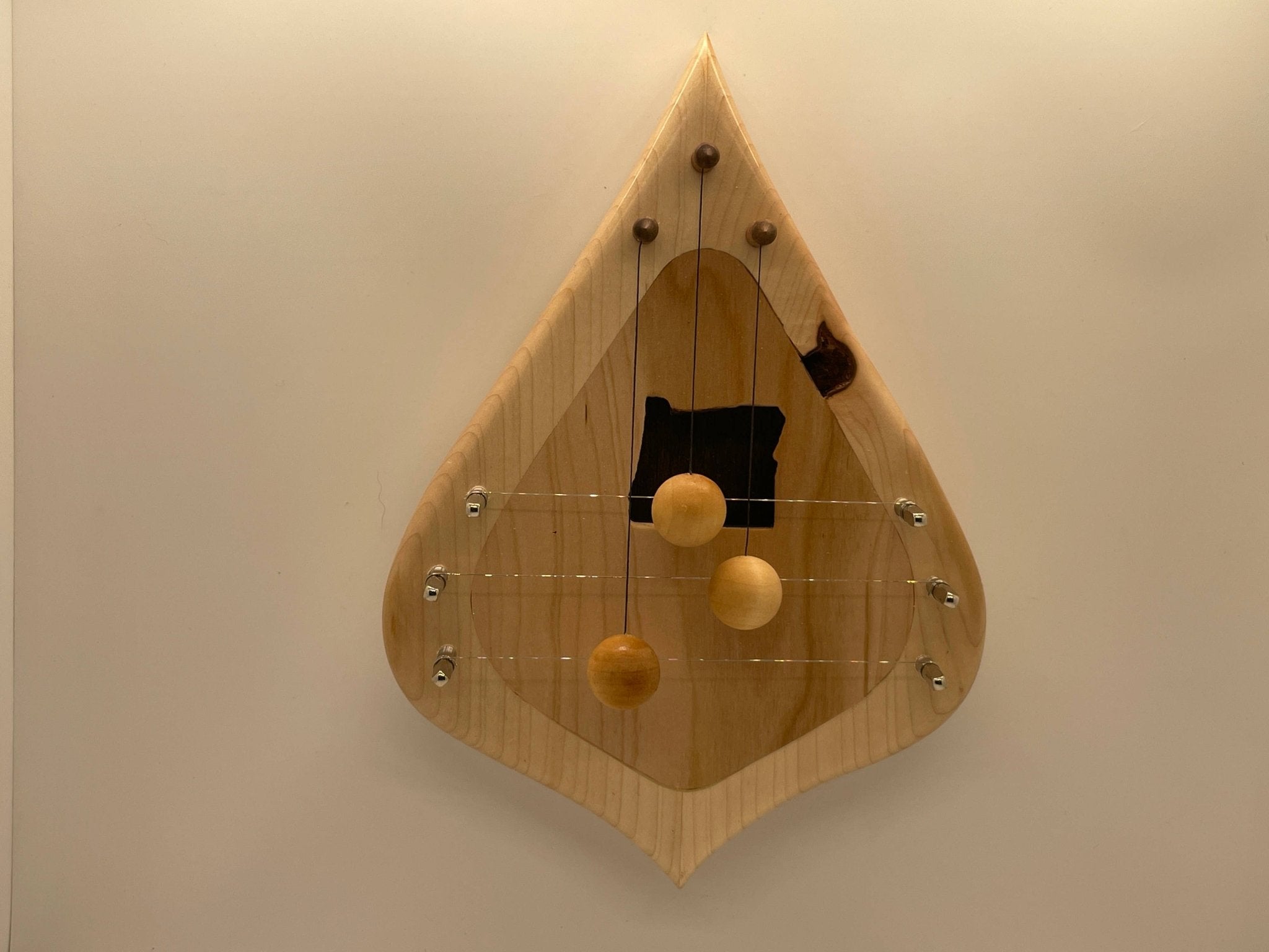 Door Harp - Cherry Border & Walnut Inlay - Spiral Circle