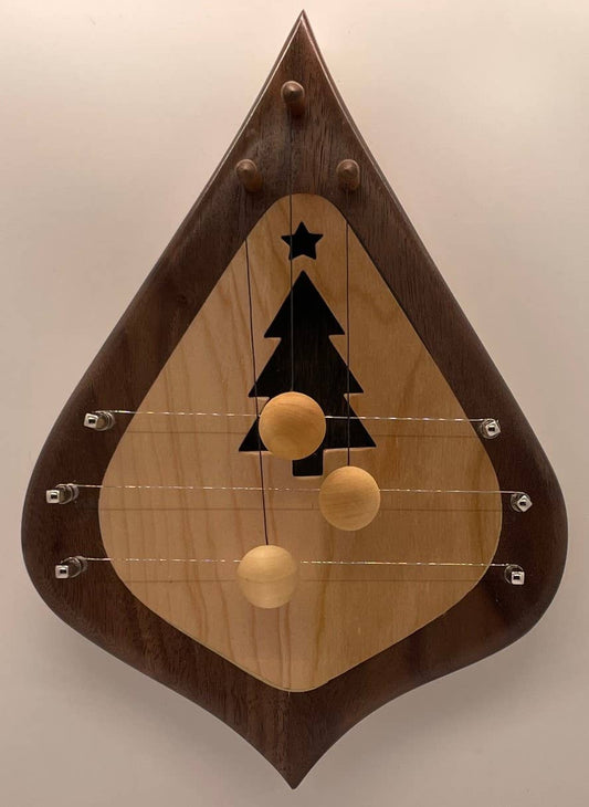 Door Harp - Cherry Border & Walnut Inlay - Spiral Circle