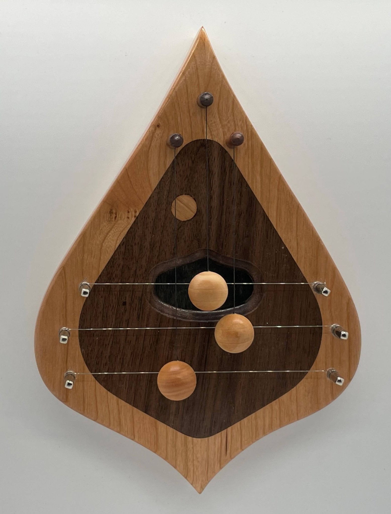 Door Harp - Cherry Border & Walnut Inlay - Spiral Circle