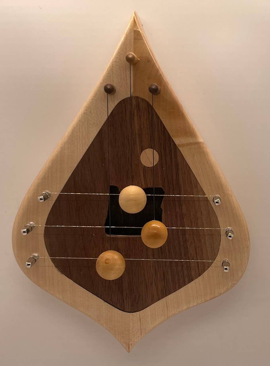 Door Harp - Cherry Border & Walnut Inlay - Spiral Circle